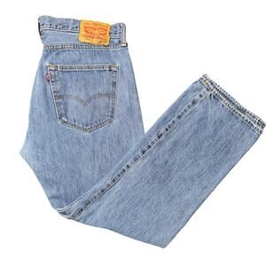 Levi's 501 Mens Jeans 36x30 Medium Wash Blue Straight Leg Button Fly